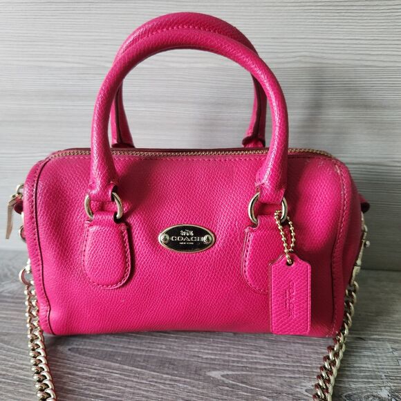 Coach New York Cross Grain Leather Baby Bennett Satchel Solid Pink Sling Strap - Picture 2 of 16